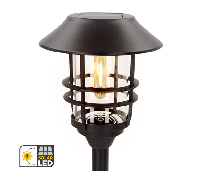 Aktive Set de 2 balizas LED solares luz cálida 6 lúmenes IP44 Negro