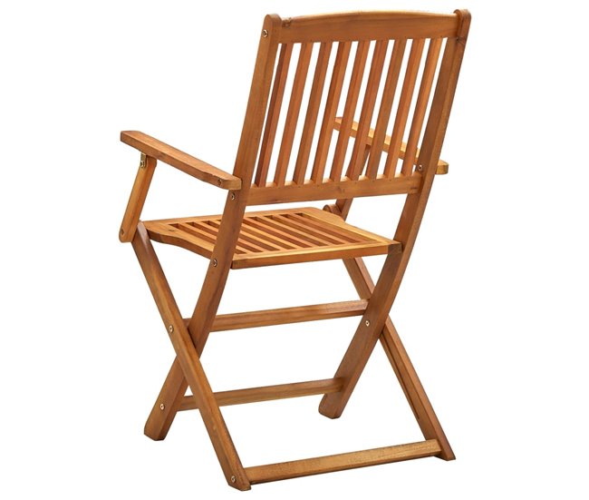 4 Sillas de jardín plegables de madera maciza de acacia Gris