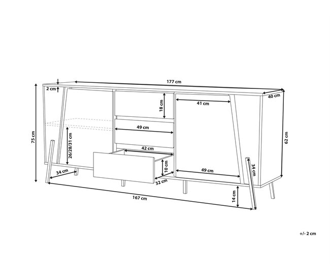 Beliani Aparador BLACKPOOL 177 Gris