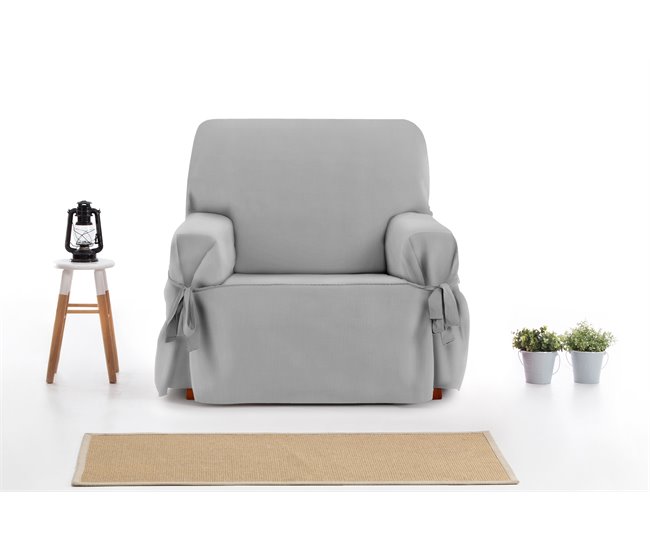 Protector Cubre Sofá Sillón Liso Royale Lazos 1 Plaza Gris Oscuro