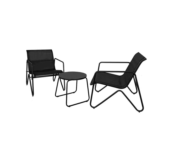 Acomoda Textil – Jardín 2 Sillones + Mesa (3 Piezas) Negro