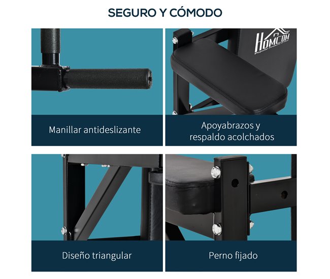 Barra de Dominada Acero, PVC, Espuma HOMCOM Negro