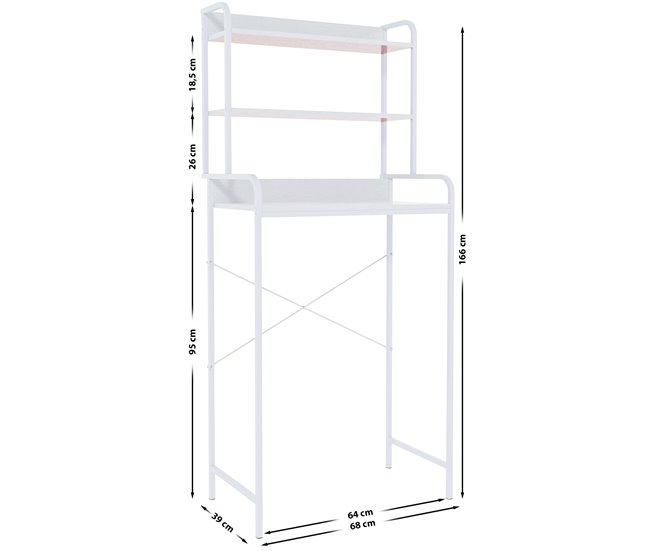 Mueble para lavadora Darby con estantes Blanco