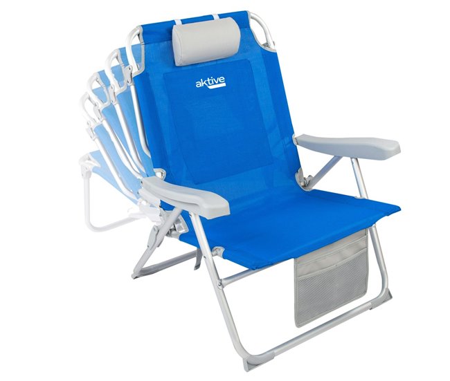 Aktive Pack 2 sillas playa XXL plegables y multiposición Azul