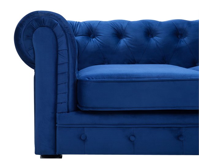 Beliani Conjunto de sofás CHESTERFIELD Azul Marino