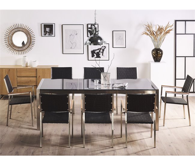 Beliani Conjunto de comedor GROSSETO Grafito