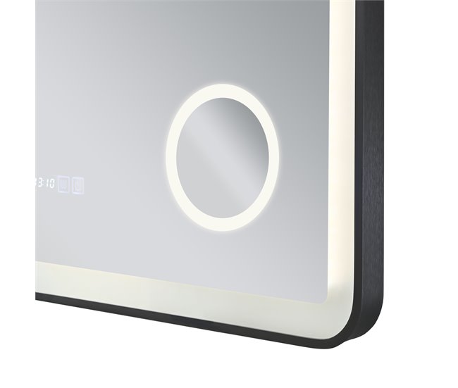 Espejo de pared con LED Pescara para baño IP65 con antivaho lupa 50x4 Negro