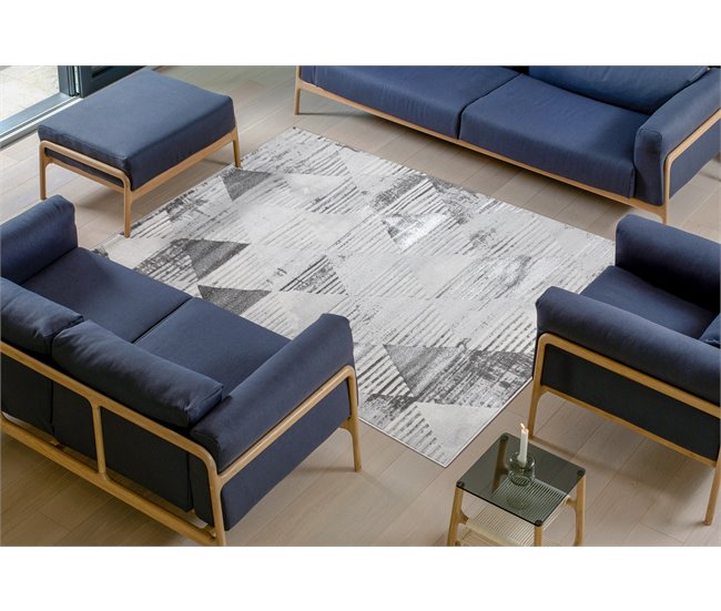 Alfombra LIRA E1627 Triángulos Geométrico estructural moderna 160x220 Gris