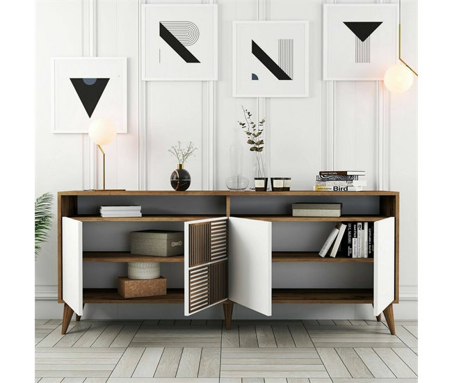 Aparador efecto madera 180 Blanco/ Madera