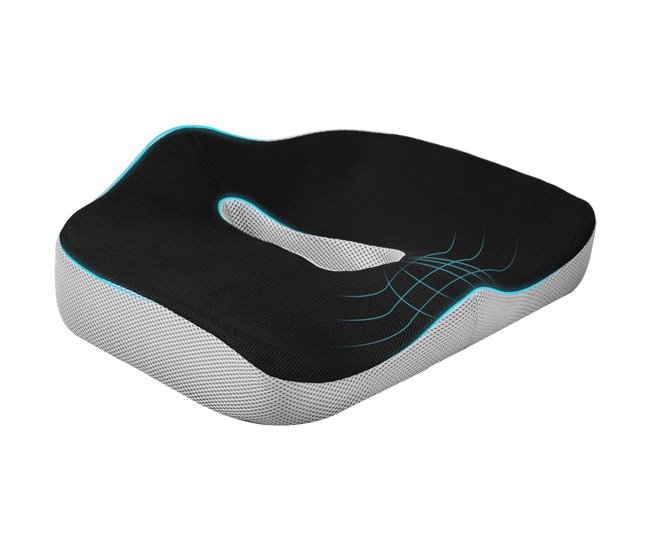 Cojín de Asiento Malla, Espuma Viscoelástica HOMCOM Negro