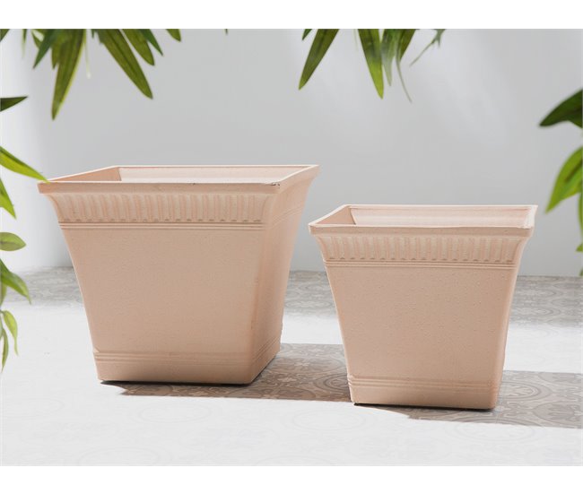 Beliani Conjunto de 2 macetas PSATHA Rosa Talco
