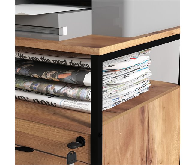 Cajonera de Oficina Melamina de Madera, Acero Vinsetto Marron