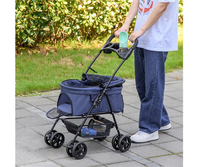 Cochecito para Mascotas Acero, Tela Oxford PawHut Azul