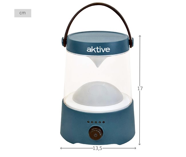 Aktive Lámpara LED camping 2 en 1 recargable USB 400 lúmenes regulable Azul