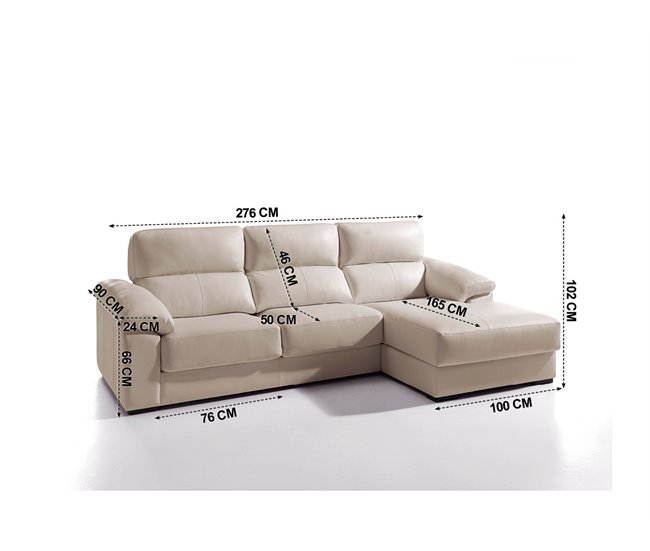 Chaise longue piel WILLY Beige