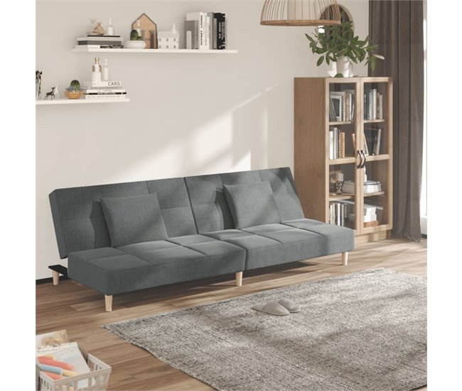 Sofá cama de 2 plazas con dos almohadas tela Amarillo