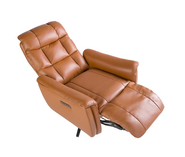 ANGEL CERDA Sillón relax giratorio piel marrón Marron