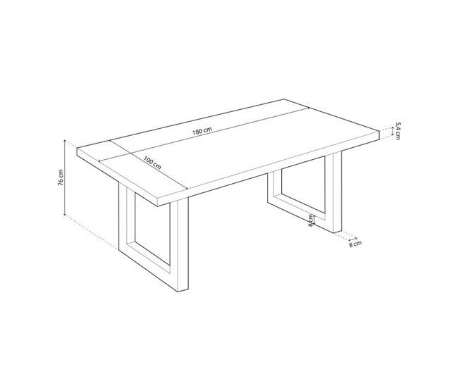 Mesa de comedor Loft 180 80x180 Roble