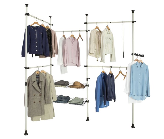 Perchero de Ropa Telescópico Altura Ajustable KLS04 SoBuy Blanco