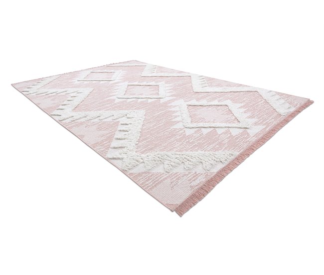 Alfombra ECO sisal BOHO MOROC Diamantes 22312 franjas 117x170 Rosa