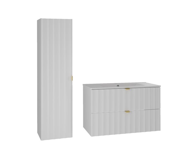 Conjunto de muebles con lavabo individual y columna Lexa 80 Blanco