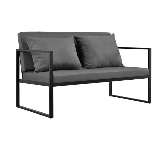 [casa.pro] set de muebles de jardín 2 x sillas sofá mesa Negro