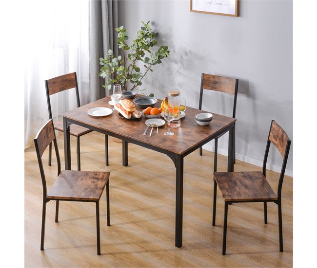 Conjunto de mesas y sillas de comedor Marron