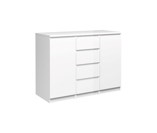 Aparador de 2 puertas 4 cajones blanco alto brillo NAIA Blanco