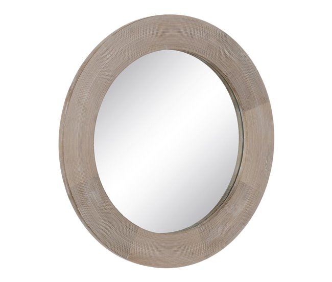 Conforama Espejo de pared Blanco Natural Cristal Madera de mango Madera MDF Vertical Redondo 91 5 x 3 8 x 91 5 cm