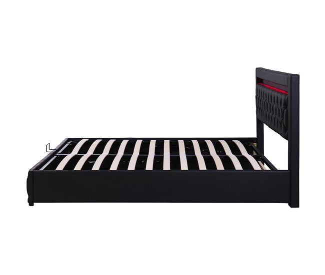 Cama de matrimonio de poliuretano con almacenaje 182x207 Blanco