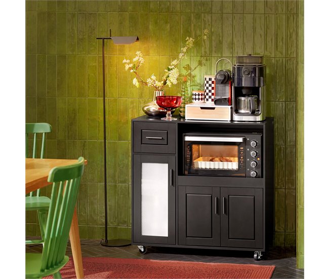 Aparador de Cocina para Microondas con Ruedas SoBuy FSB78-W 40 Negro
