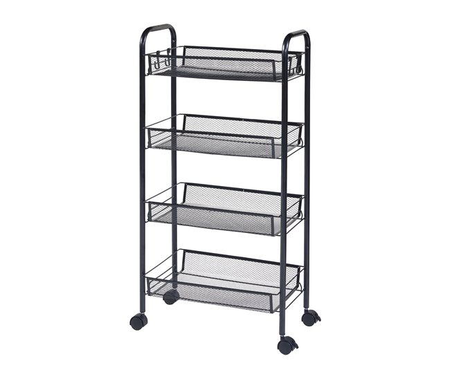 [en.casa] Carrito de cocina Tromsø con 4 cestas acero Negro