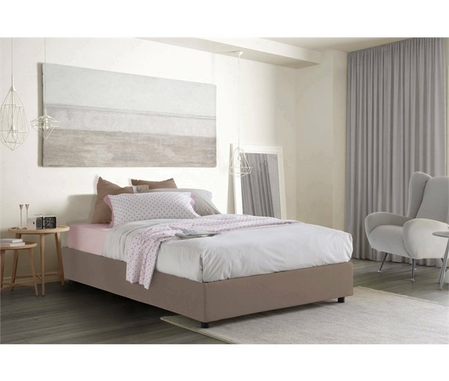 Cama plaza y media en tela Marron