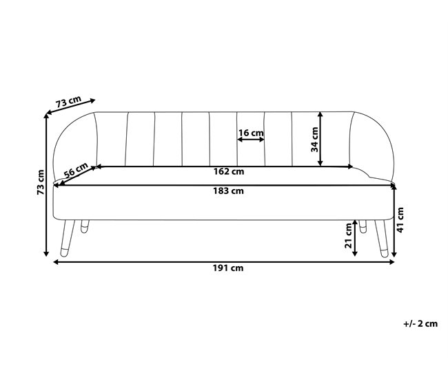Beliani Sofá de 3 plazas Terciopelo ALSVAG Azul Marino