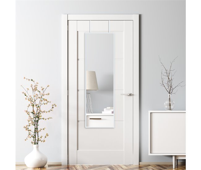 Espejo para puerta Lesina con 2 ganchos aluminio 37x2 Blanco