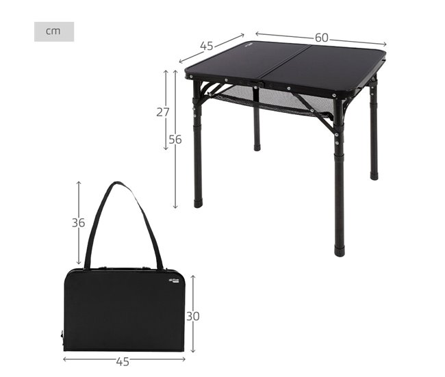 Aktive Mesa plegable camping maletín pequeña Negro