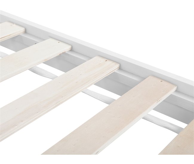 Beliani Cama con somier Madera de pino FLORAC Blanco