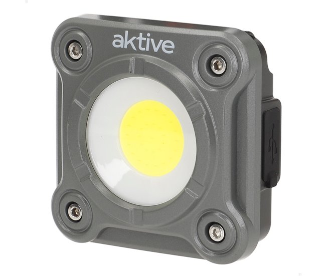 Aktive Foco LED portátil multiusos 3 posiciones c/cargador USB Gris