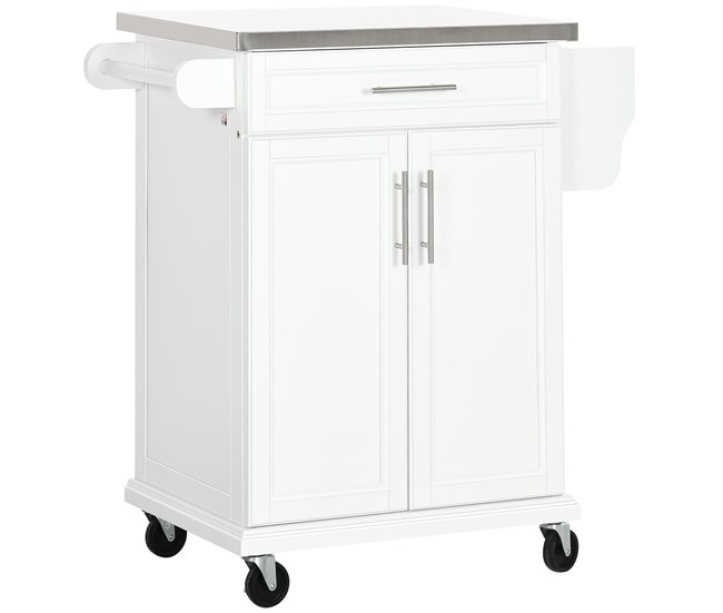 Isla de Cocina MDF, Melamina de Madera HOMCOM, hogar - cocina Blanco