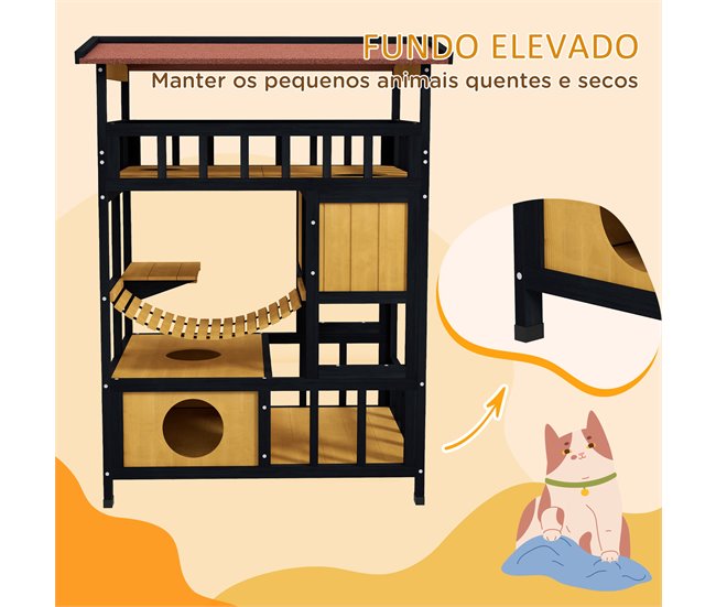 Caseta para Gatos Pino, Madera de Abeto Madera