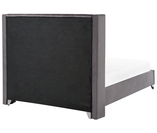 Beliani Cama con somier Terciopelo LUBBON 209x215 Gris