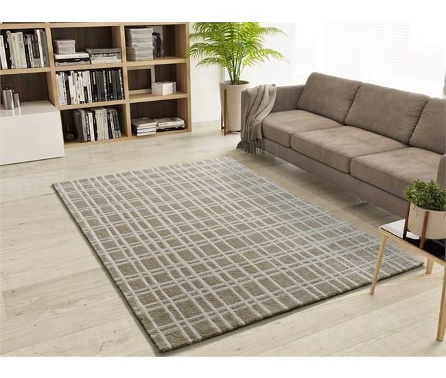 Alfombra con diseño geométrico y relieve CALEDONIA - ATTICGO 120x170 Beige