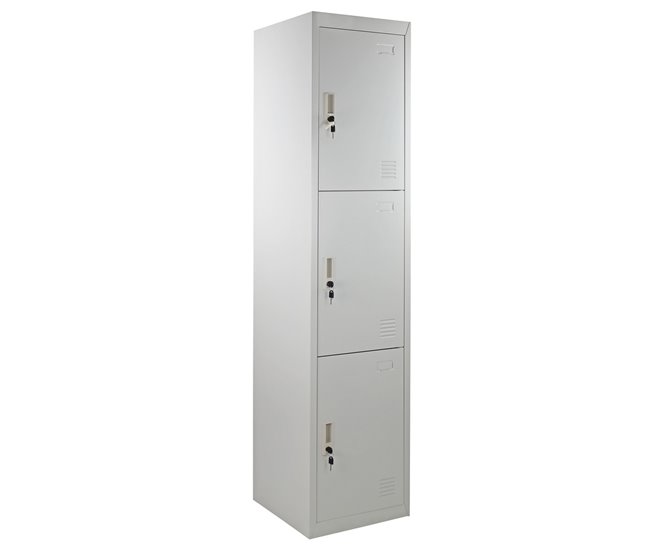 Armario de metal  con 3 puertas. Gris