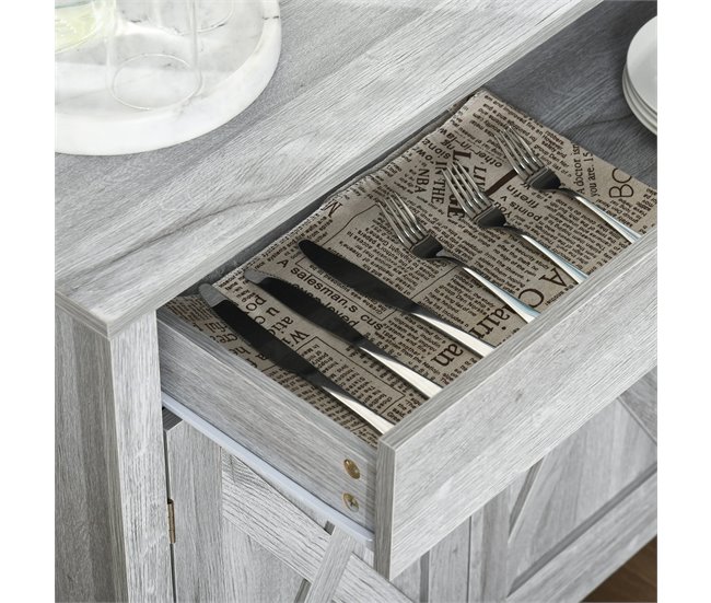 Aparador de Cocina MDF y Melamina de Madera HOMCOM 80 Gris