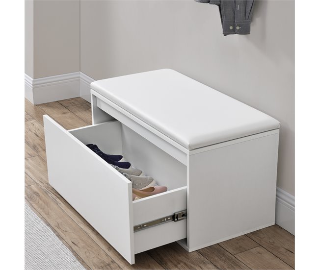 Banco zapatero Degerfors con cajón [en.casa] 39 Blanco