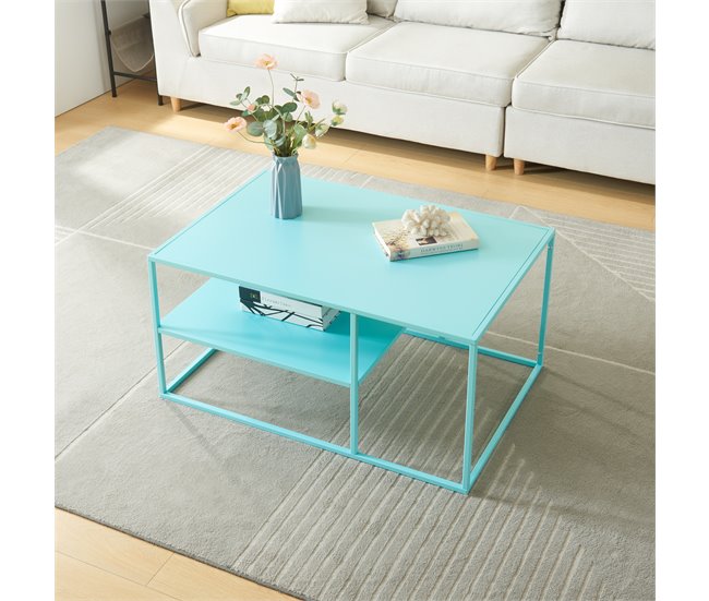 Mesa de centro Solund rectangular acero 60x90 Azul Claro