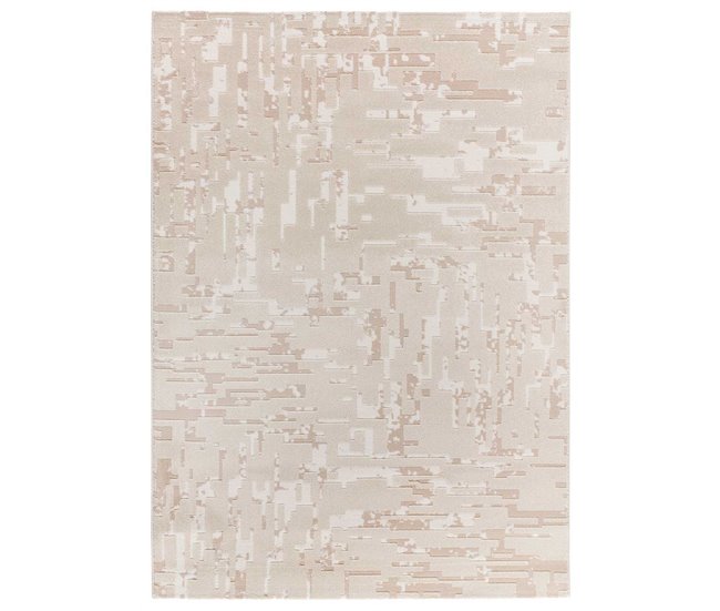 Alfombra abstracta con relieve BARESA - ATTICGO 200x290 Blanco/ Beige