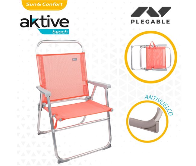 Silla plegable alta aluminio coral Aktive Naranja