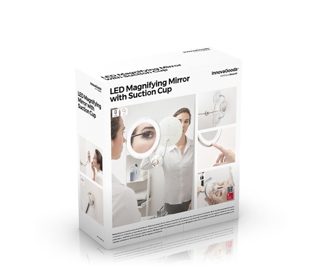Espejo de Aumento LED con Brazo Flexible y Ventosa Mizoom Blanco