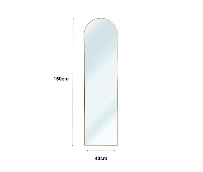 Espejo de Pie Metal Round Cuerpo Entero con Soporte Suelo 40x5 Dorado